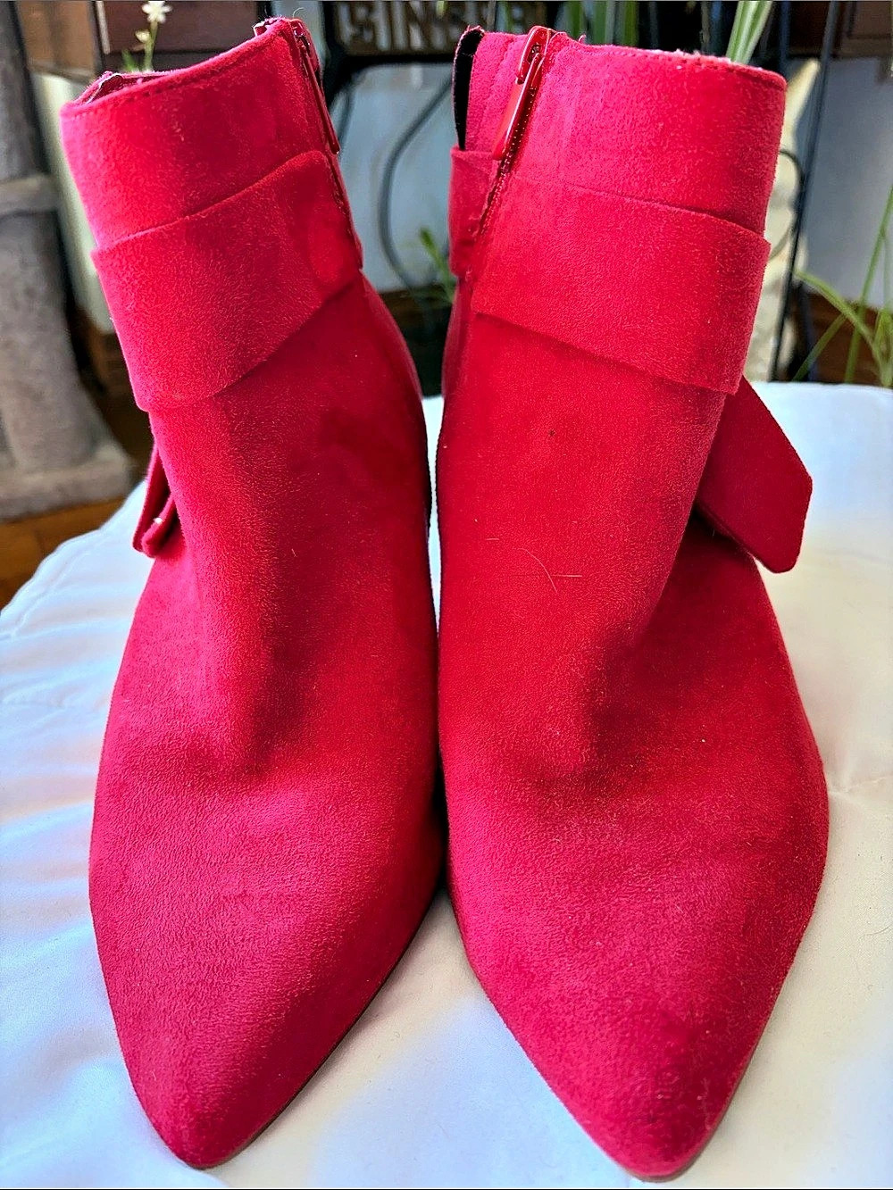 Torrid Red Faux Suede Studded Side Bow Bootie